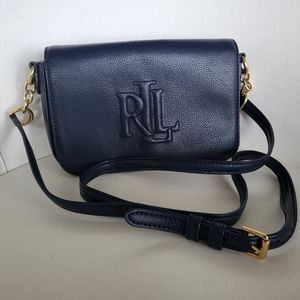 Ralph Lauren Navy Blue Leather Purse (crossbody style)